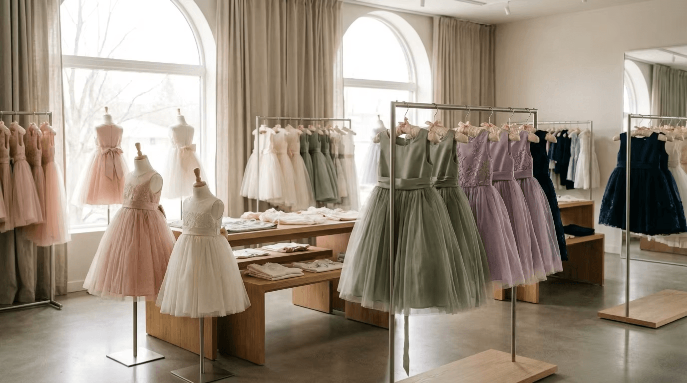 kids formal dress manufacturer 2026 showroom display