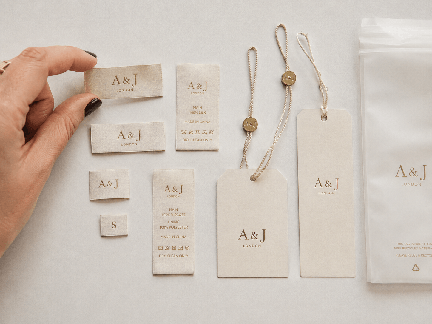 Branded labels and packaging used in both private label vs white label clothing models